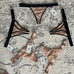 BUNDLE 5 pairs Negative Underwear Sieve Thongs Size Small Black + Buff NWT